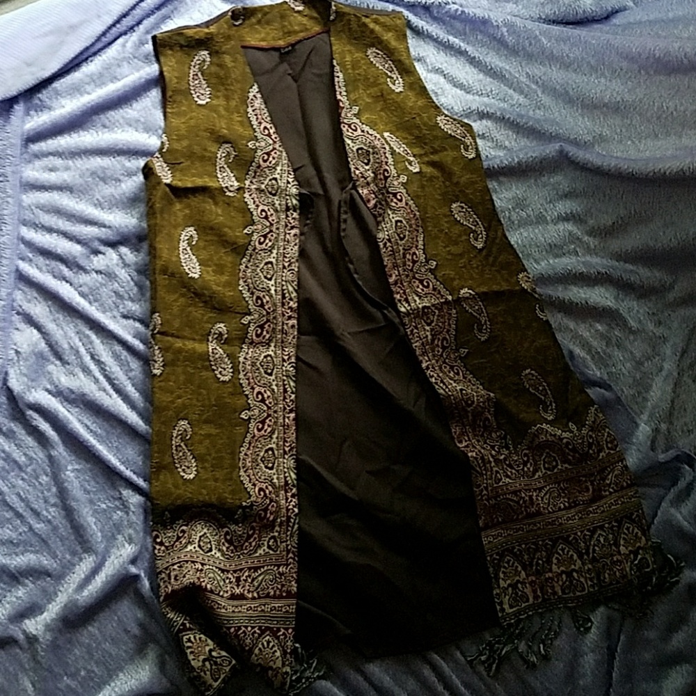 🍀 LPaisley Long Sleeveless Smock BOHO hippie hip